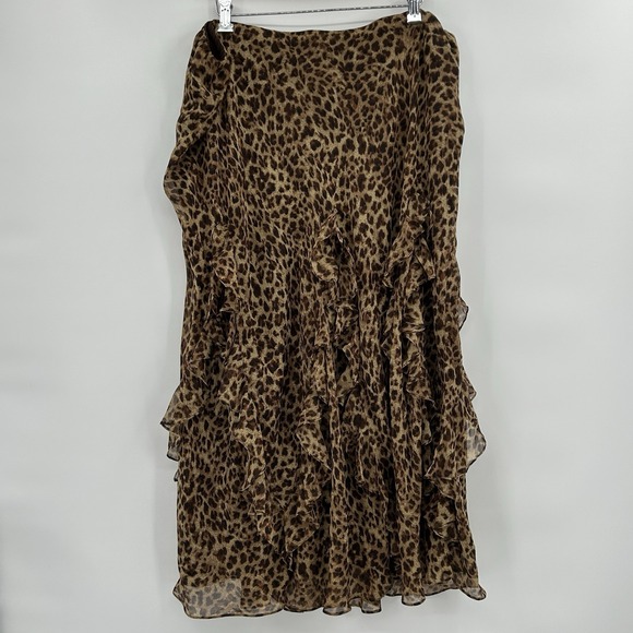 Lauren Ralph Lauren Dresses & Skirts - Vintage 90s Y2K Lauren Ralph Lauren 100% Silk Leopard Print Midi Maxi Skirt 2X